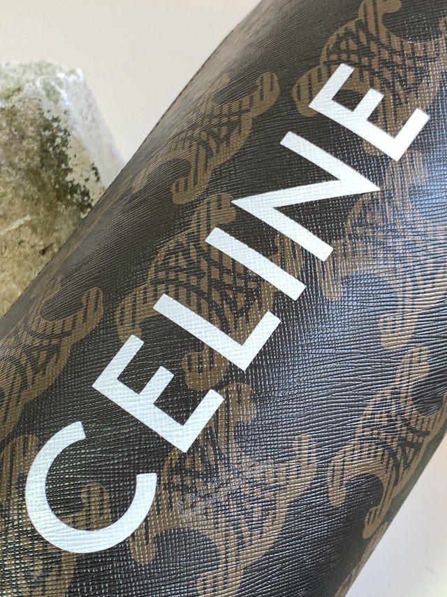 Celine專櫃2022新款經典老花斜挎肩背圓筒包 賽琳標誌印花圓筒包 sldj2351